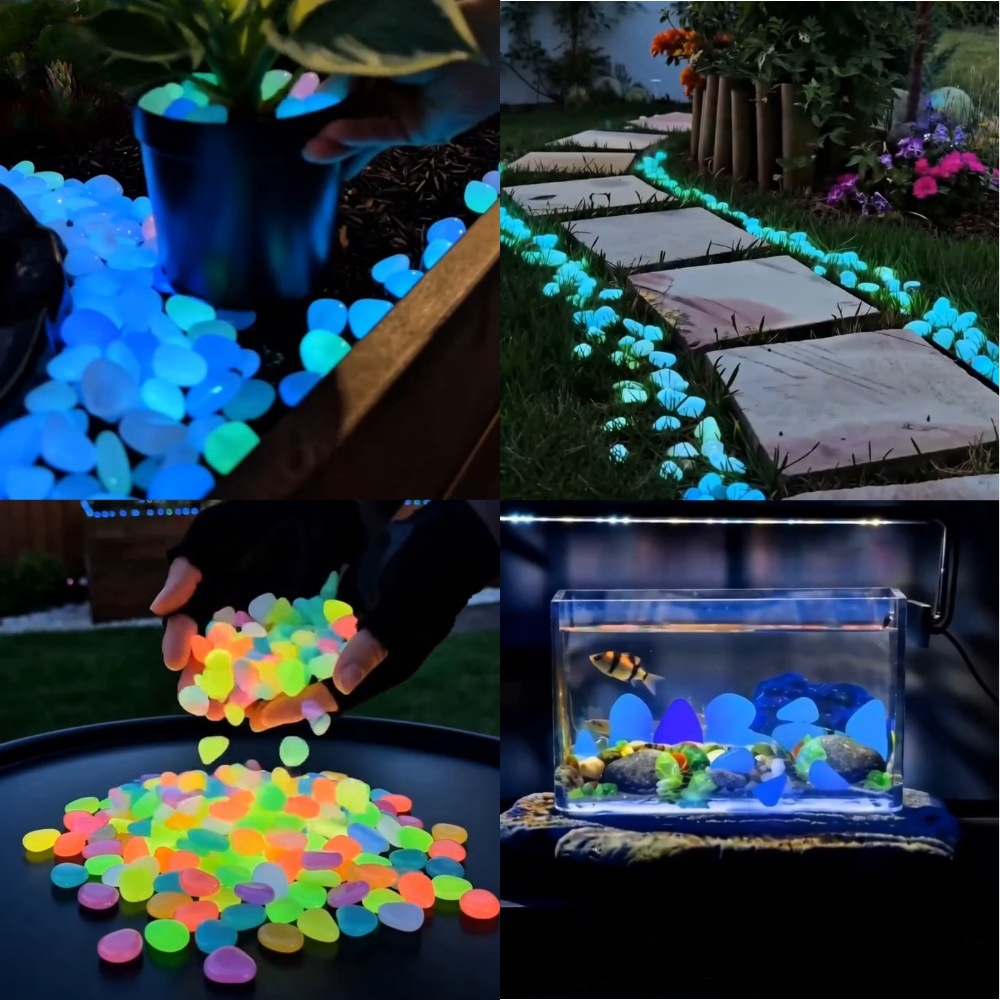 Aquarium Planted Aquarium - Piedras luminosas coloridas que brillan en