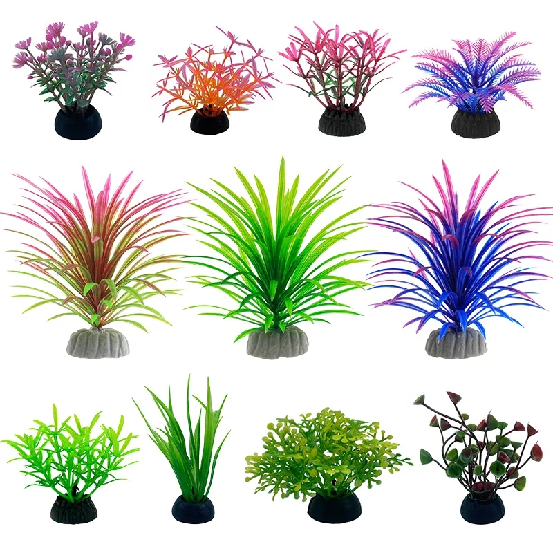 Aquarium Plant Ornament - Simulación decorativa de acuario de PVC,