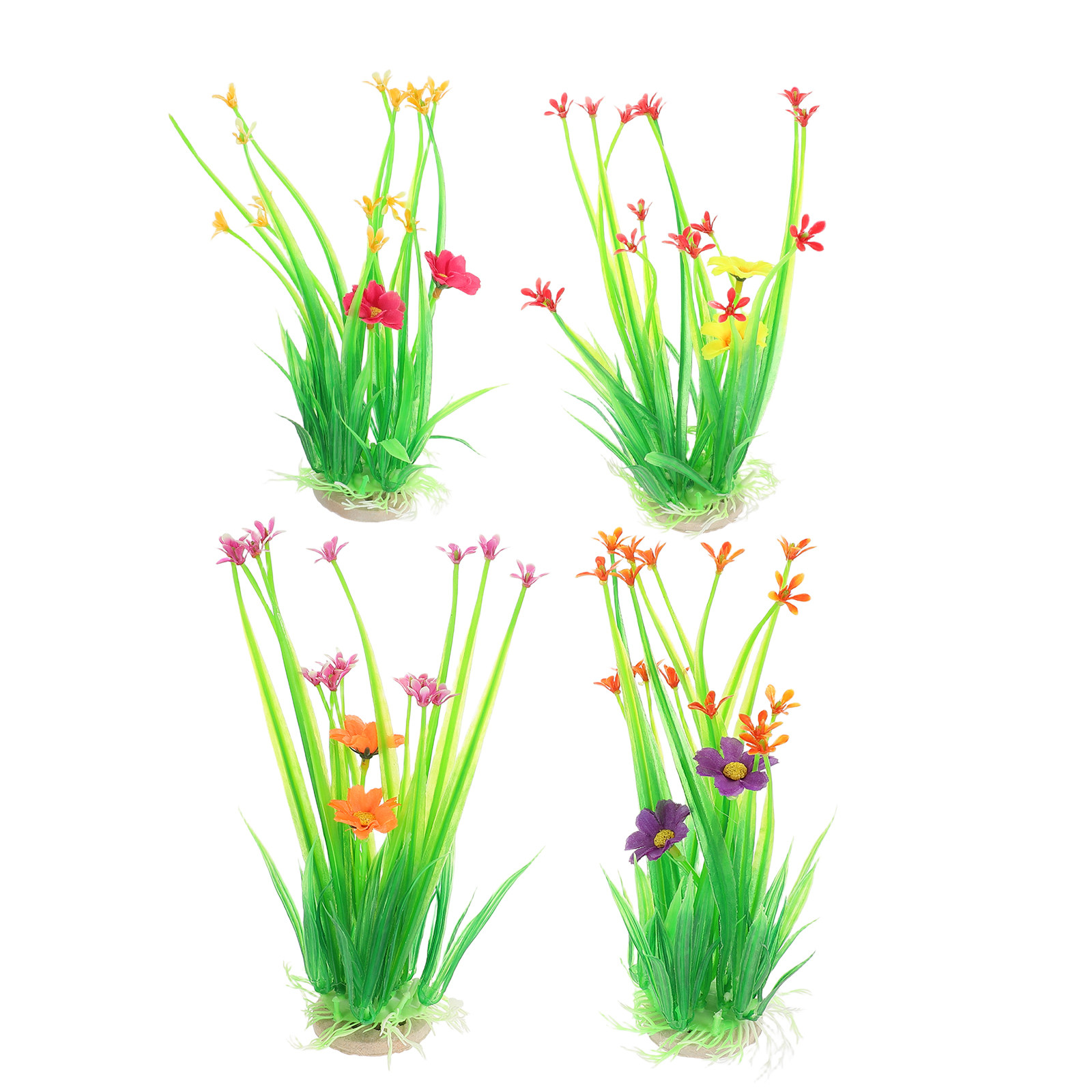 Aquarium Planted Sand - 4 Piezas de Plantas Artificiales para
